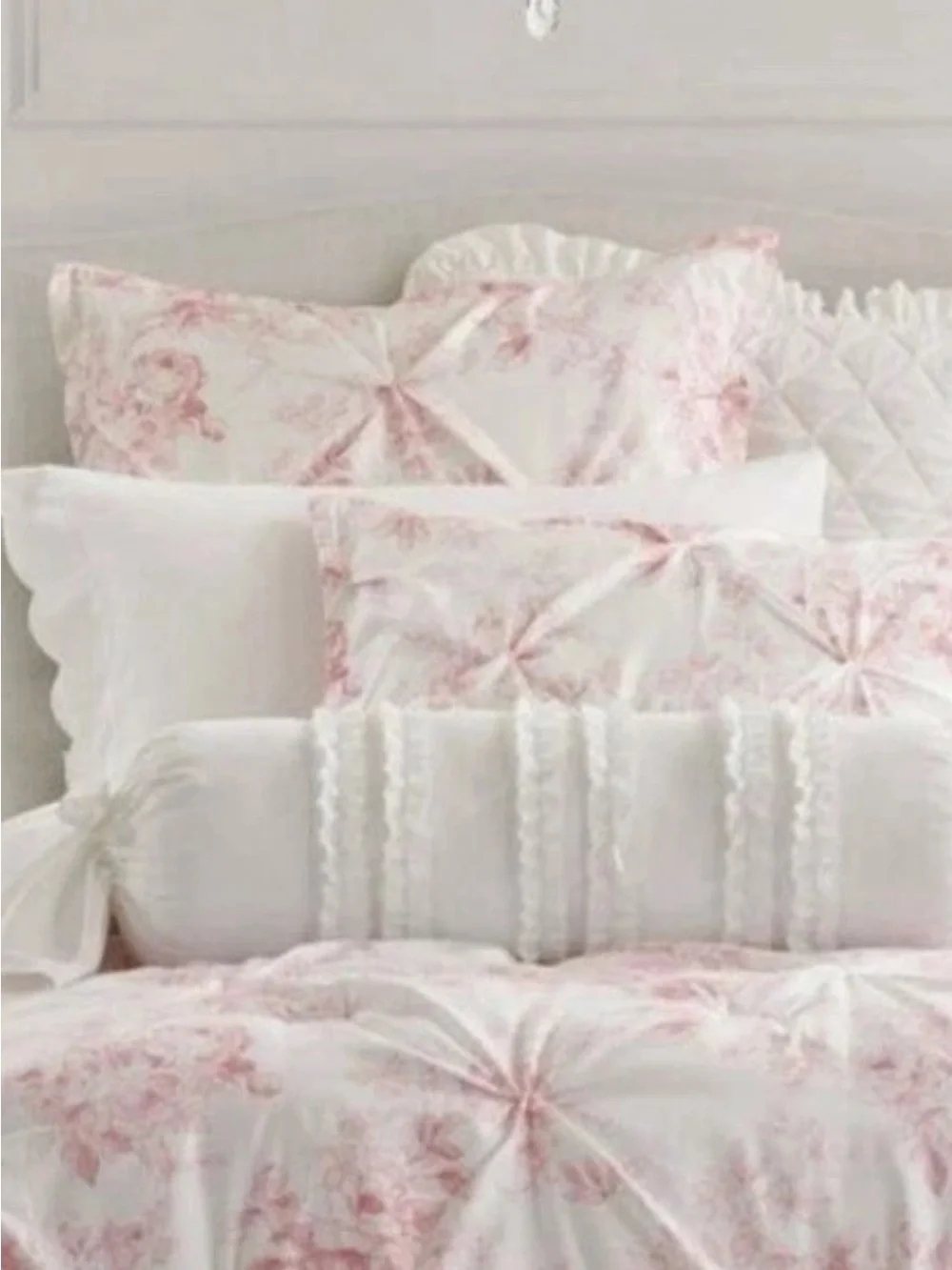 Elegant ~ Armoire Collection PINK & White Floral Pillow Sham ~ Discontinued